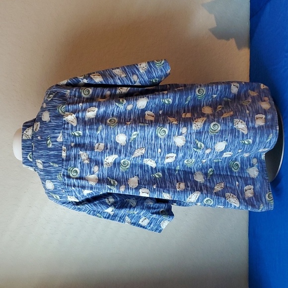 VTG 2XL Pierre Cardin Hawaiian shirt blue seashell button down 100% cott… - Picture 4 of 8